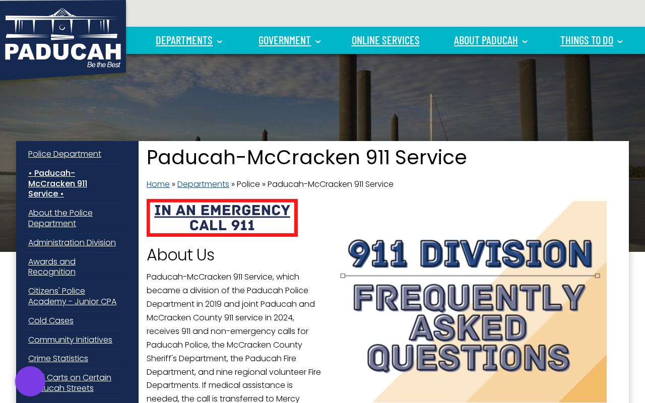 McCracken County arrest and jail contact page from Paducah-McCracken 911
