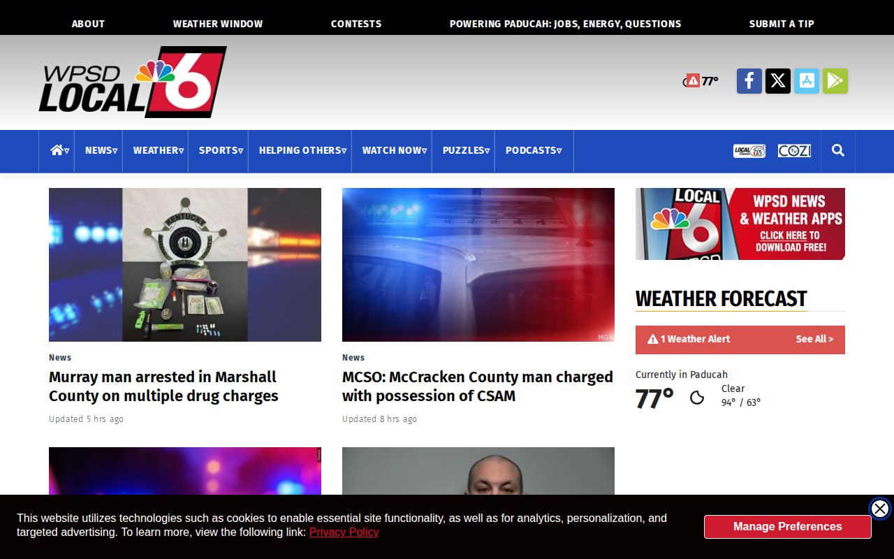 WPSD Local 6 regional crime archive relevant to McCracken County