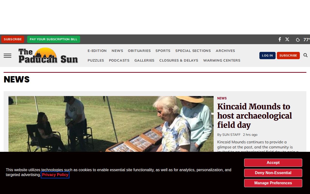 Paducah Sun news archive for local case reporting