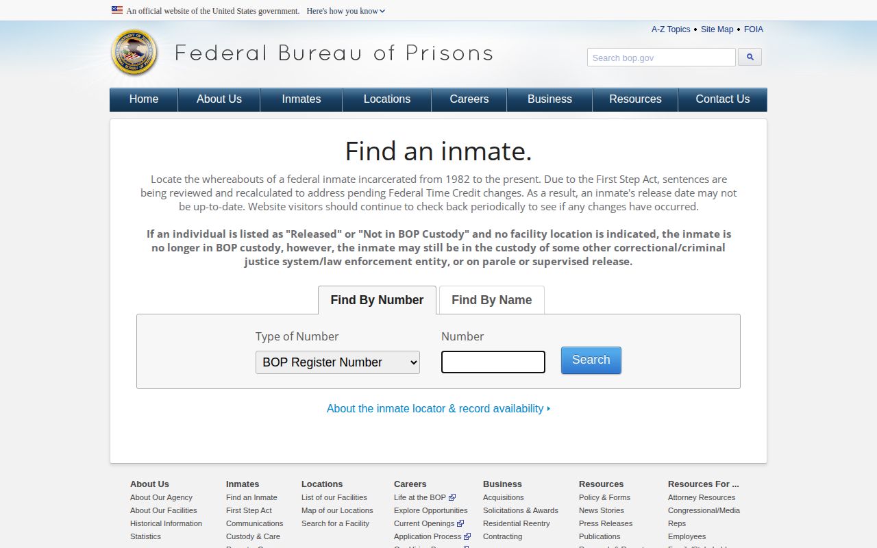 Federal inmate locator for a McCracken County arrest transfer search
